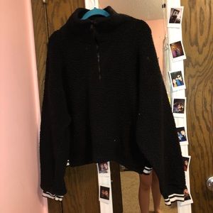 black sherpa champion half zip sweatshirt